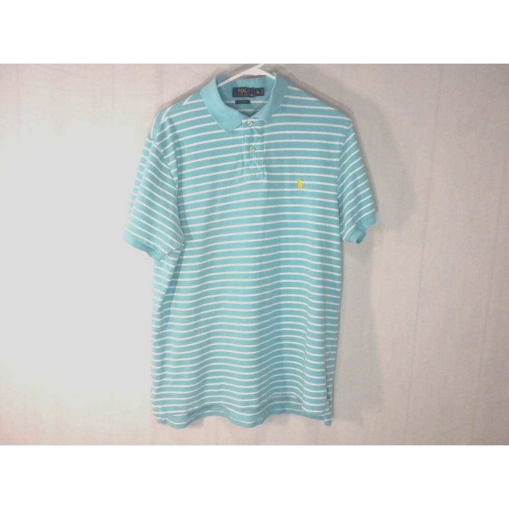Polo Ralph Lauren Polo Shirt Mens XL Seafoam Green Striped Knit Pony Golf Preppy